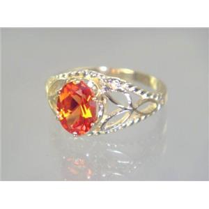 10K, 14K or 18K Gold Ladies Ring, Created Padparadscha Sapphire, R137