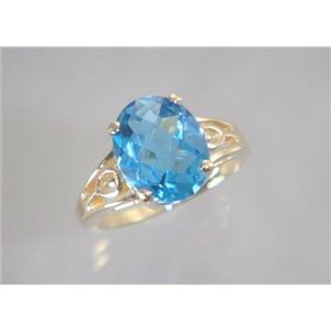 10K, 14K or 18K Gold Ladies Ring, Swiss Blue Topaz, R139