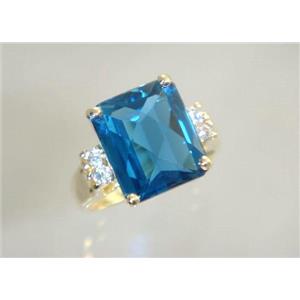 10K, 14K or 18K Gold Ladies Ring, London Blue Topaz, R183