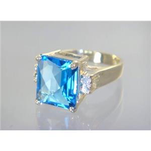 10K, 14K or 18K Gold Ladies Ring, Swiss Blue Topaz, R183