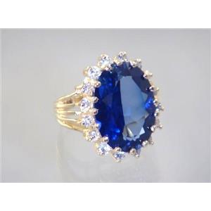 10K, 14K or 18K Gold Ladies Ring, Created Blue Sapphire, R270