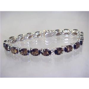 SB002, Smoky Quartz, 925 Sterling Silver Bracelet