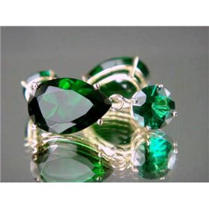 14k Gold Leverback Earrings, Russian Nanocrystal Emerald, E922