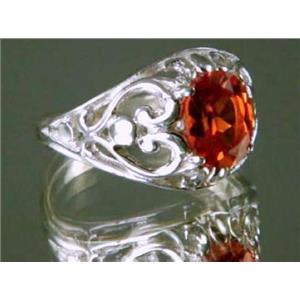 Created Padparadsha Sapphire, 925 Silver Ring, SR111