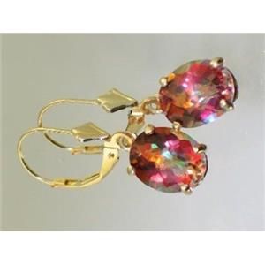 14k Gold Leverback Earrings, Twilight Fire Topaz, E107