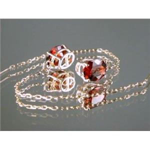 14k Gold Threader Earrings, Garnet CZ, E003