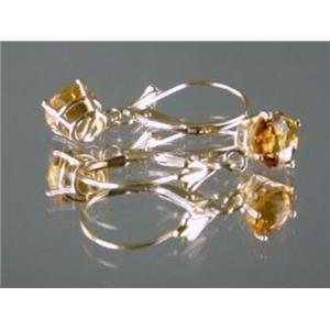 14k Gold Leverback Earrings, Citrine, E017