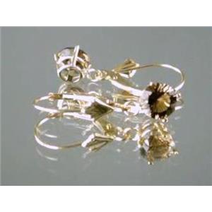 14k Gold Leverback Earrings, Smoky Quartz, E017