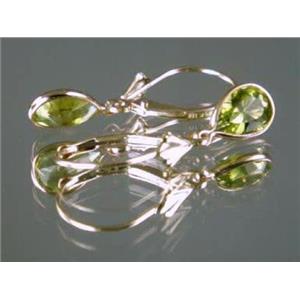 14k Gold Leverback Earrings, Peridot, E021