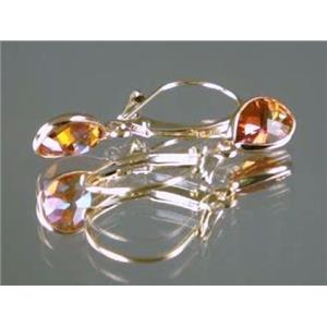 14k Gold Leverback Earrings, Twilight Fire Topaz, E021