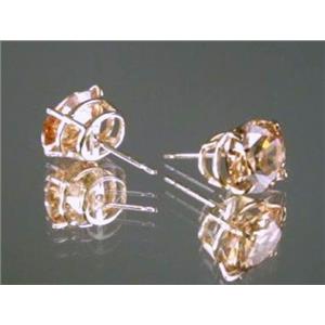 14k Gold Post Earrings, Champagne CZ, E102