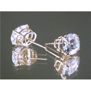 14k Gold Post Earrings, Cubic Zirconia, E102