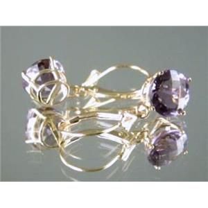 14k Gold Leverback Earrings, Amethyst, E117