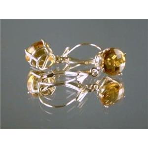14k Gold Leverback Earrings, Citrine, E117