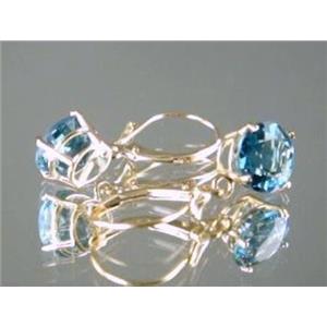 14k Gold Leverback Earrings, London Blue Topaz, E117