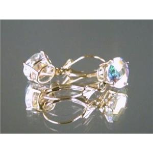 14k Gold Leverback Earrings, Mercury Mist Topaz, E117