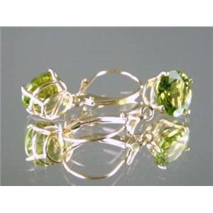 14k Gold Leverback Earrings, Peridot, E117