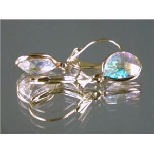 14k Gold Leverback Earrings, Mercury Mist Topaz, E121