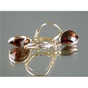 14k Gold Leverback Earrings, Mozambique Garnet, E121