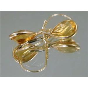 14k Gold Leverback Earrings, Citrine, E121