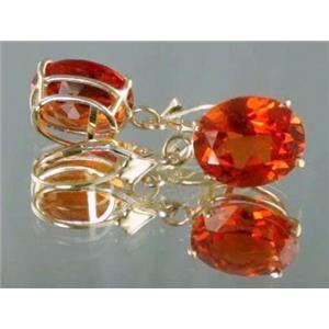 14k Gold Leverback Earrings, Created Padparadscha Sapphire, E207