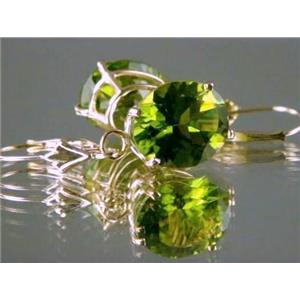 14k Gold Leverback Earrings, Peridot, E207