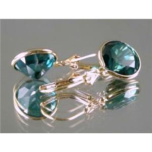 14k Gold Leverback Earrings, Paraiba Topaz, E211