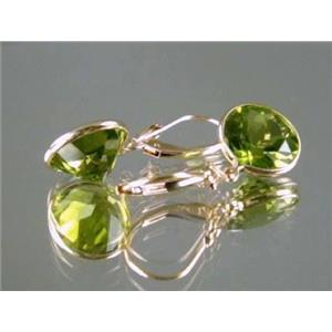14k Gold Leverback Earrings, Peridot, E211