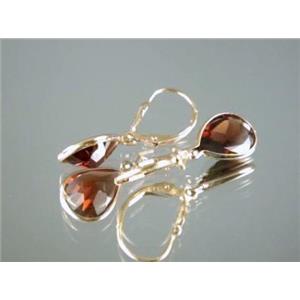 14k Gold Leverback Earrings, Mozambique Garnet, E221