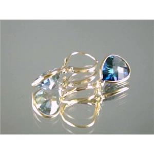 14k Gold Leverback Earrings, Neptune Garden Topaz, E221