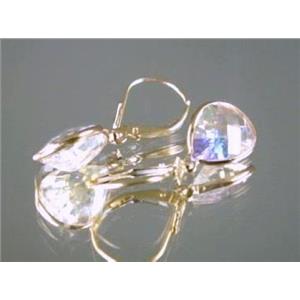 14k Gold Leverback Earrings, Mercury Mist Topaz, E221