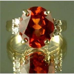 10K, 14K or 18K Gold Ladies Ring, Created Padparadscha Sapphire, R244
