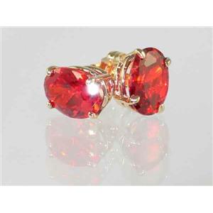 14k Gold Post Earrings, Created Padparadscha Sapphire, E002