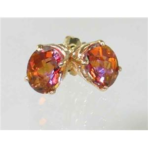 14k Gold Post Earrings, Twilight Fire Topaz, E002