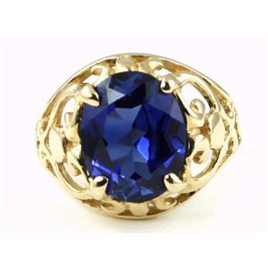10K, 14K or 18K Gold Ladies Ring, Created Blue Sapphire, R004