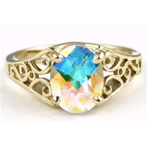10K, 14K or 18K Gold Ladies Ring, Mercury Mist Topaz, R005