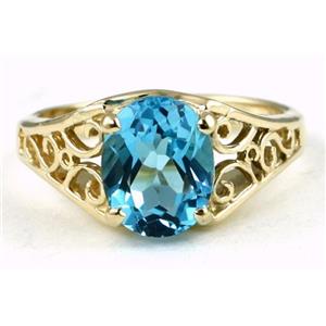 10K, 14K or 18K Gold Ladies Ring, Swiss Blue Topaz, R005