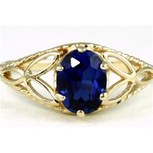 10K, 14K or 18K Gold Ladies Ring, Created Blue Sapphire, R137