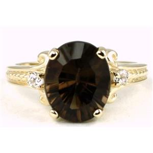10K, 14K or 18K Gold Ladies Ring, Smoky Quartz (Concave Cut), R136