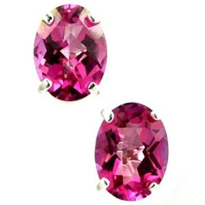 925 Sterling Silver Post Earrings, Pure Pink Topaz, SE002
