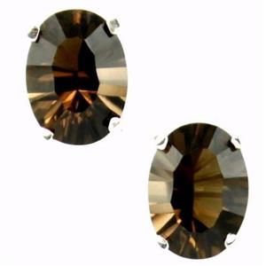925 Sterling Silver Post Earrings, Smoky Quartz, SE002