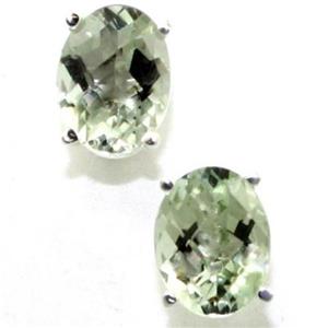 925 Sterling Silver Post Earrings, Green Amethyst, SE002