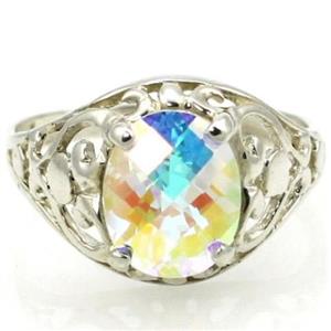Sterling Silver Ladies Ring, Mercury Mist Topaz, SR004
