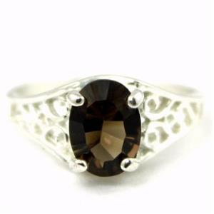 SR305, Smoky Quartz 925 Sterling Silver Ring