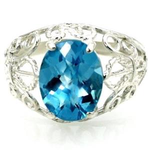 SR162, Swiss Blue Topaz, 925 Sterling Silver Ring