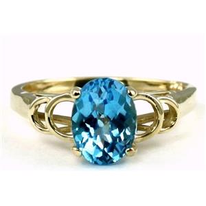 10K, 14K or 18K Gold Ladies Ring, Swiss Blue Topaz, R300