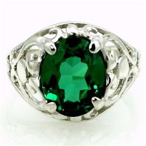 Sterling Silver Ladies Ring, Russian Nanocrystal Emerald, SR004