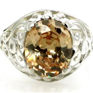 Sterling Silver Ladies Ring, Champagne CZ, SR004