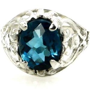 Sterling Silver Ladies Ring, London Blue Topaz, SR004