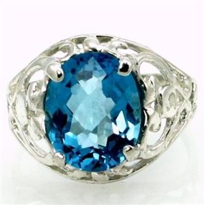 Sterling Silver Ladies Ring, Swiss Blue Topaz, SR004